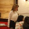 Zilu Godoi conversou com as amigas durante jantar no restaurante CT, no Village Mall, na Barra da Tijuca, na Zona Sul do Rio de Janeiro