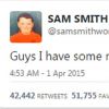 Sam Smith, atração confirmada do Rock in Rio 2015, brincou com seus seguidores do Twitter: 'Tenho uma coisa para falar para vocês... Sou hétero'