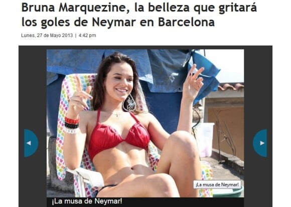 Bruna Marquezine também foi destaque no site peruano 'RPP': 'A beleza que gritará pelos gols de Neymar em Barcelona'
