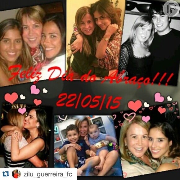 Zilu Godoi, ex-mulher de Zezé Di Camargo, celebrou o Dia do Abraço com fotos dos filhos, Wanessa, Camilla e Igor