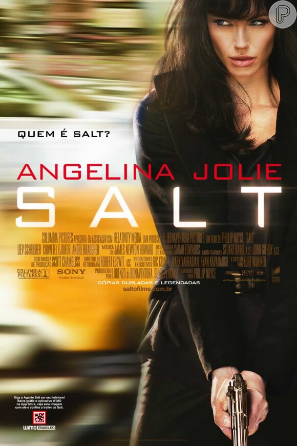 Na película de ação 'Salt', Angelina dá vida a uma agente secreta que guarda muitos mistérios. Para 2014, Angelina volta às telonas na pele da bruxa Malévola, no longa de mesmo nome que é baseado no conto da Disney 'A Bela Adormecida'