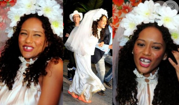 Taís Araújo também entrou no clima junino para ser a noiva em festa promovida pela cantora Alcione