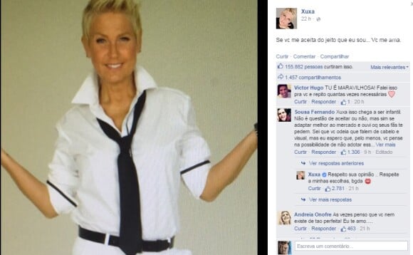Xuxa rebate fã sobre visual boyish: 'Respeite as minhas escolhas'