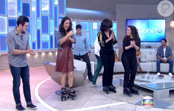 Fátima Bernardes dançou sobre patins no 'Encontro'