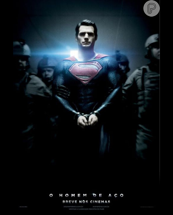 Henry Cavill aparece sendo preso, como Super-Homem, em poster de 'O Homem de Aço'