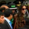 A atriz acompanhou o namorado durante partida beneficente organizada por Messi, no Peru