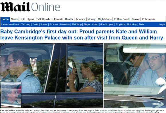 Kate Middleton e Príncipe William levam o herdeiro para a casa dos pais da duquesa em 24 de julho de 2013