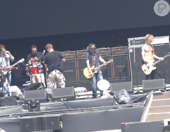Johnny Depp e sua banda fazem passagem de som para o Rock in Rio, nesta quarta-feira, 23 de setembro de 2015
