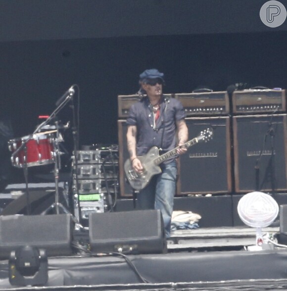 Johnny Depp e sua banda fazem passagem de som para o Rock in Rio, nesta quarta-feira, 23 de setembro de 2015
