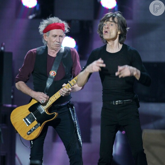 Mick Jagger e Keith Richards arrasam no show em apoio às vítimas do furacão Sandy, em 12 de dezembro de 2012, em Nova York