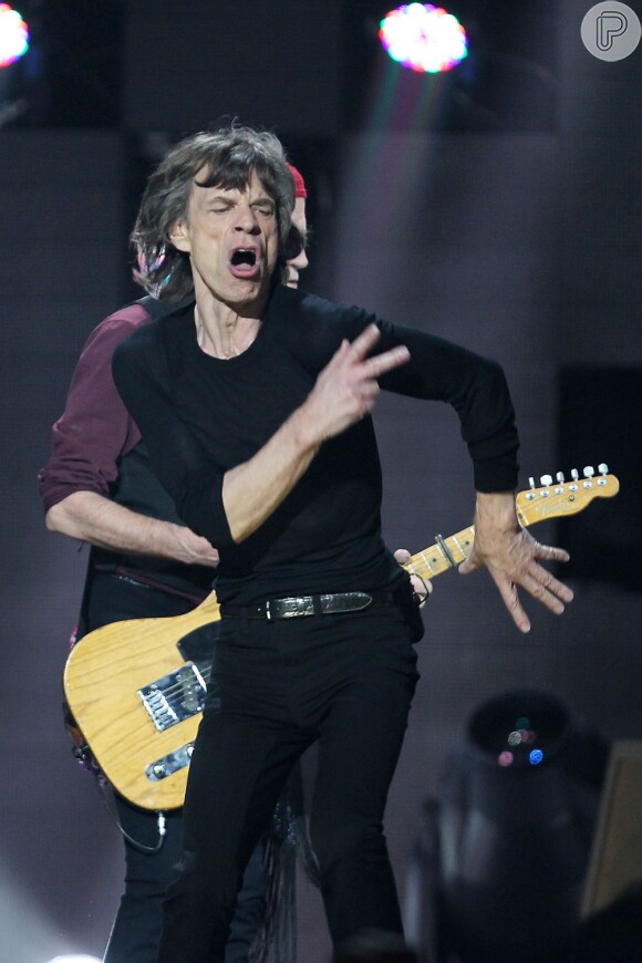 Mick Jagger faz performance no show em apoio às vítimas do furacão Sandy, em 12 de dezembro de 2012, em Nova York