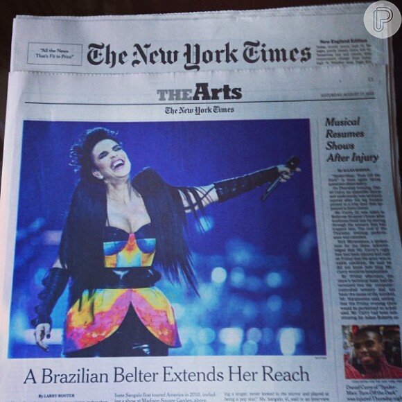 Ivete Sangalo ganha destaque no 'The New York Times' e é comparada com Tina Turner e Janis Joplin