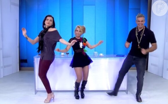 Depois de muito comentar a separação de Joelma e Ximbinha, Monica Iozzi recebeu a cantora no 'Vídeo Show', com quem dançou as coreografias da Calypso