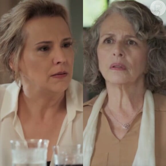 Vitória (Irene Ravache) é humilhada por Emília (Ana Beatriz Nogueira) após contar para a empresária que é sua filha, dia 26 de dezembro de 2015, na novela 'Além do Tempo'