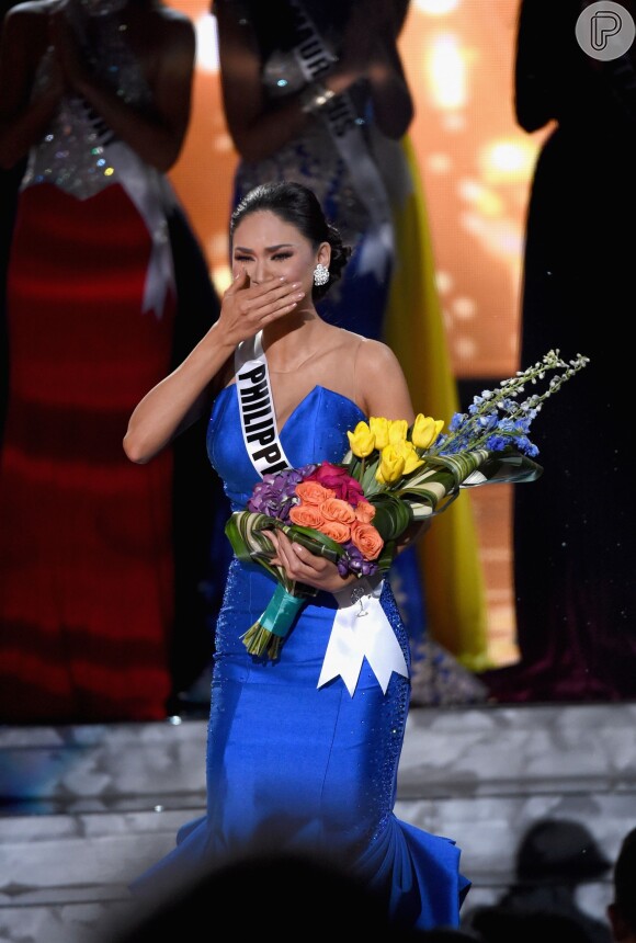 Pia Alonzo Wurtzbach não conteve a emoção ao descobrir que foi a vencedora do Miss Universo 2015