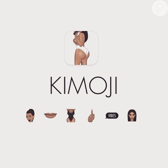 A morena acabou de lançar o Kimoji. Entre os desenhos, há desde o bumbum de Kim, passando por ela fazendo pole dance e até os seus famosos contornos no make
