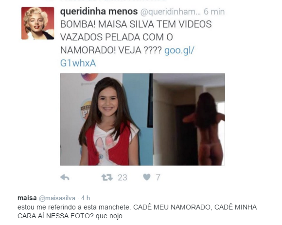 Maisa Silva usou o Twitter para denunciar que está sendo vítima de páginas falsas que associam seu nome a conteúdo pornográfico