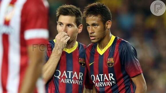 Neymar e Messi jogaram juntos na final da Supercopa da Espanha em 28 de agosto de 2013