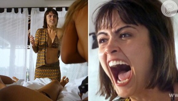 Patrícia (Maria Casadevall) flagrou Guto (Márcio Garcia) na cama com outra mulher na sua lua de mel, em 'Amor à Vida'