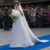A noiva optou por um discreto vestido assinado pelo dinamarquês Claes Iversen