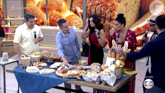 Juliana Paes comeu tipos variados de pães na manhã desta quinta-feira, 5 de maio de 2016