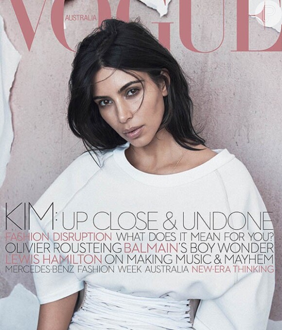 Kim Kardashian posou para as lentes de Lachlan Bailey na edição de junho da revista 'Vogue Australia'