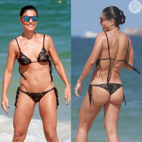 Aos 37 anos, Juliana Paes esbanja boa forma e mostra corpo sequinho de biquíni na praia