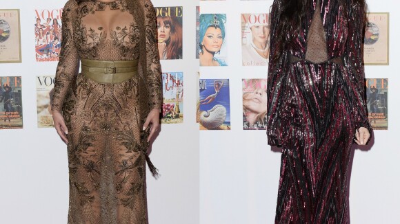 Kim Kardashian e Demi Moore abusam da transparência com look Cavalli em evento