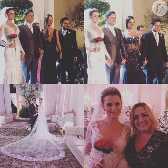 Zezé Di Camargo, Graciele Lacerda e Luciano Camargo se encontraram no casamento de Peterson Camargo