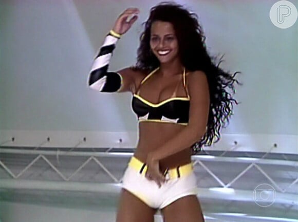 Viviane Araújo participou de concurso da morena do grupo 'É o Tchan!', no 'Domingão do Faustão', em 1997