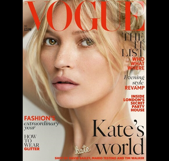 Kate Moss revelou as sardas na capa da revista 'Vogue'