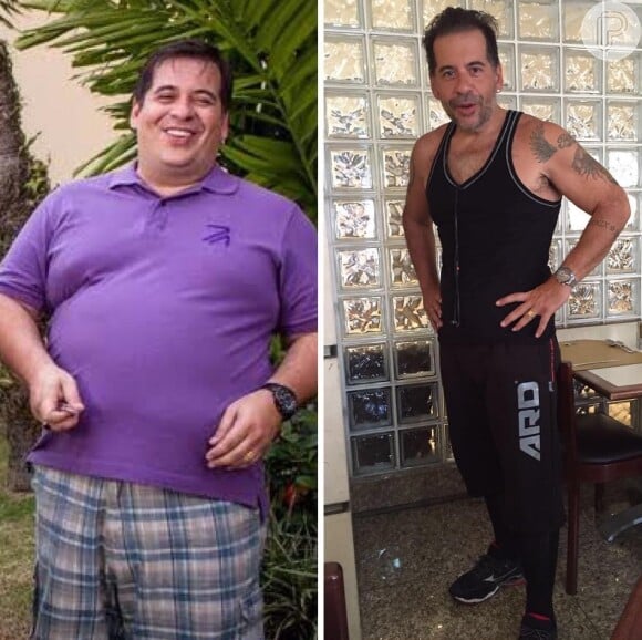 O antes e depois de Leandro Hassum após a cirurgia de redução de estômago que fez em 01 de novembro de 2014