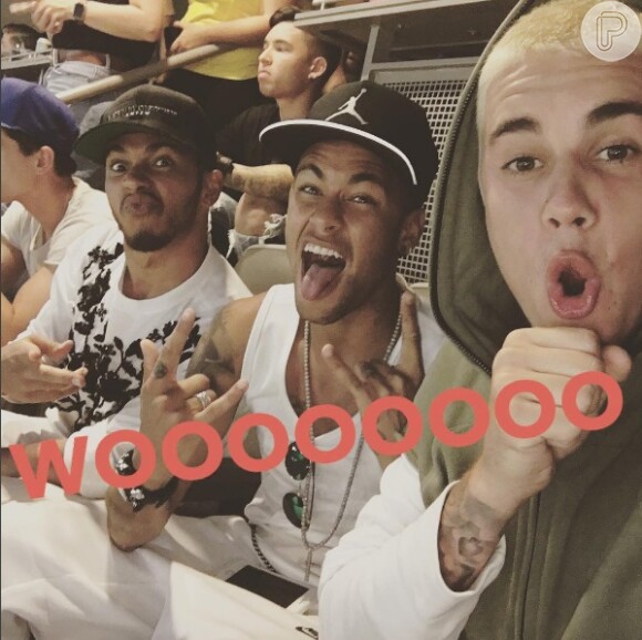 Neymar conheceu Justin Bieber e Lewis Hamilton