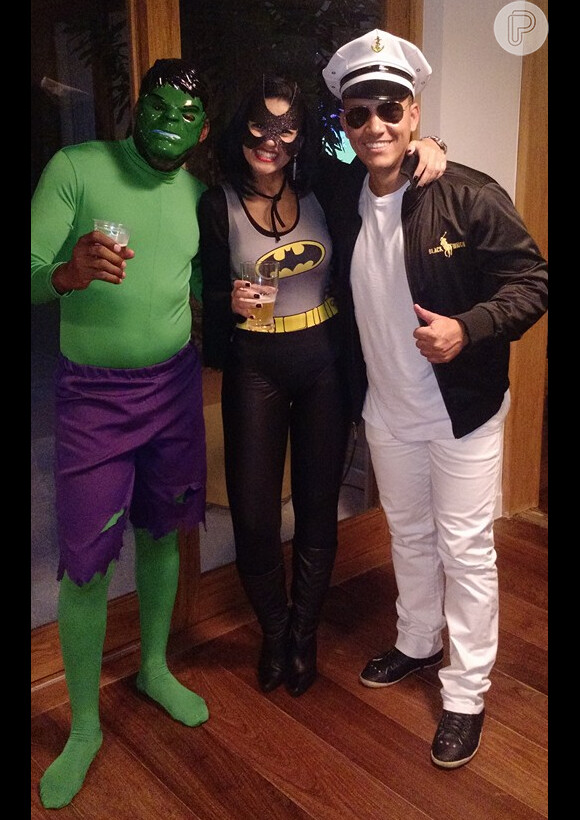 Lázaro Ramos se vestiu de Hulk na festa de aniversário do filho João Vicente, no sábado, 18 de junho de 2016