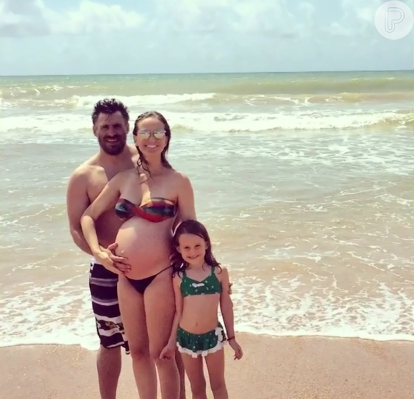 Fernanda Rodrigues quando estava grávida do caçula, Bento, nascido em 11 de fevereiro de 2016