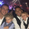 Neymar e o filho, Davi Lucca, de 4 anos, posam na companhia dos amigos Paulo Henrique Ganso e Henrico, de 1 ano e dez meses, em festa neste sábado, 02 de julho de 2016