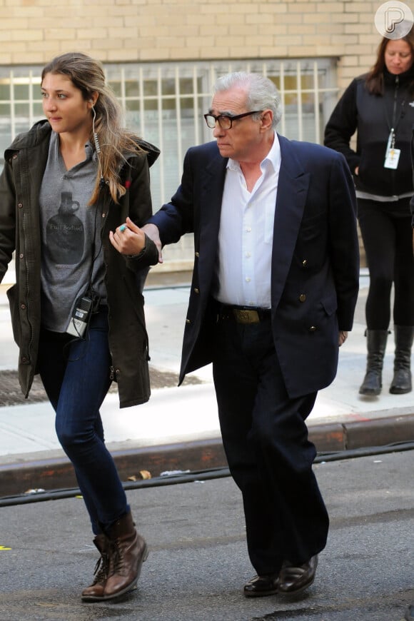 Martin Scorsese está trabalhando em 'O Lobo de Wall Street' desde o segundo semestre de 2012. O produtor foi fotografado em uma locação de filmagem em Nova York, nos Estados Unidos