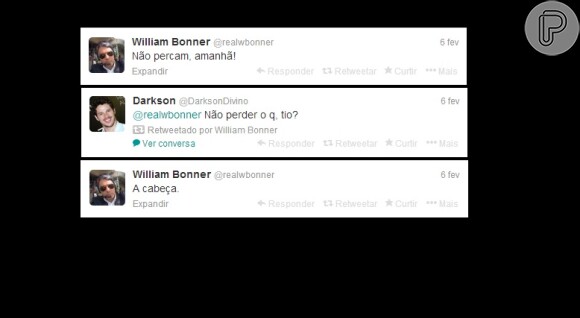 William Bonner fazendo graça com seus seguidores no Twitter