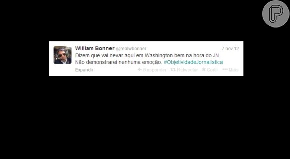 William Bonner fazendo piada, durante sua passagem por Washington para a cobertura da posse de Barack Obama