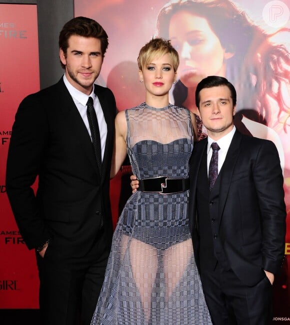 Liam Hemsworth, Jennifer Lawrence, Josh Hutcherson são as estrelas da première de 'Jogos Vorazes - Em Chamas'