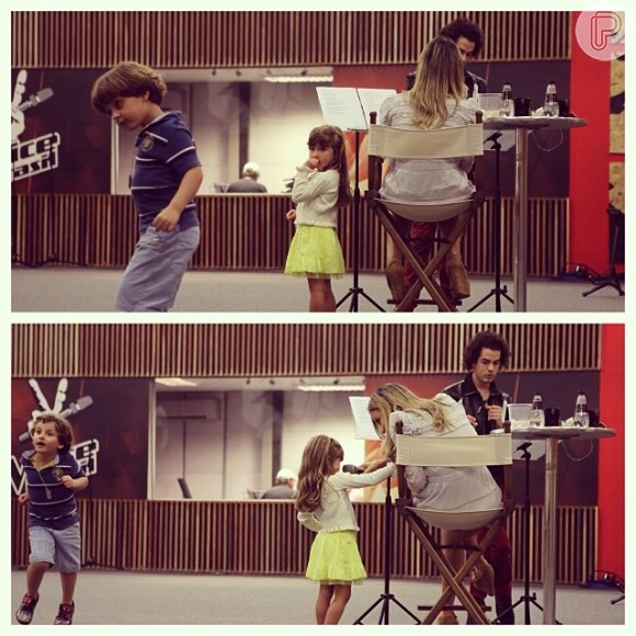 Recentemente, Claudia Leitte levou os filhos para os bastidores do 'The Voice Brasil', em 24 de dezembro de 2013