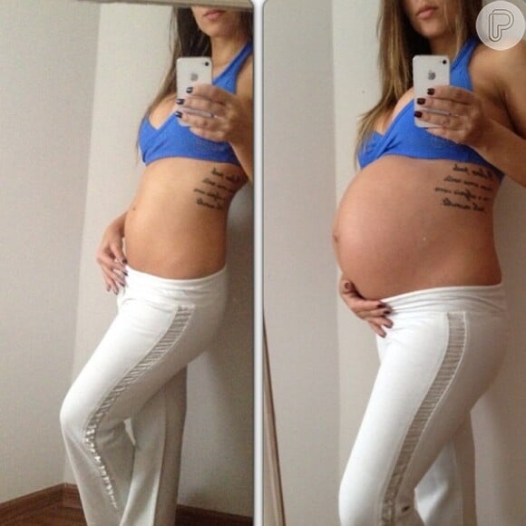 No Instagram, Juliana Despírito mostrou a evolução da barriga de grávida