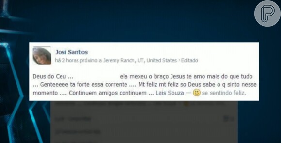 Josi Santos, amiga de Lais Souza, esquiava com a brasileira nos Estamos Unidos; pelo Twitter, Josi comemorou melhora da atleta: 'Ela mexeu o braço'