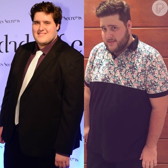 Antes e depois do ator Felipe Hintze, de 23 anos, que emagreceu 14kg e estará na nova temporada da novela 'Mlahação'
