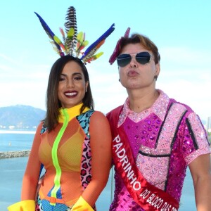 Anitta e David Brazil se encontraram no Bloco das Poderosas