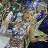 Monique Alfradique mostrou samba no pé no desfile das campeãs no Sambódromo