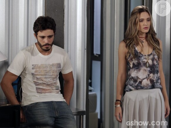 Lili (Juliana Paiva) e William (Thiago Rodrigues) discutem por causa de LC (Antonio Calloni), em 'Além do Horizonte', em 14 de março de 2014