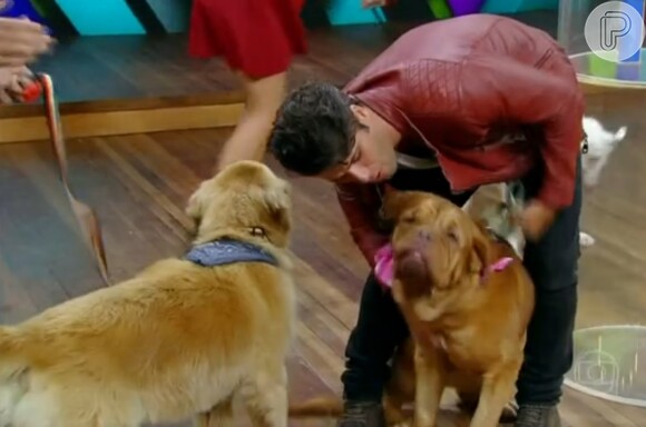Bruno apresentou os cachorros para o público: 'Esse é o Zeca, essa é a Princesa e esse é o Johnny'