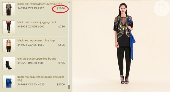 Camisa usada por Juliana Paes da grife Gucci, avaliada em R$ 7.7 mil