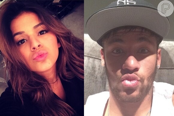 Bruna Marquezine e Neymar se inspiraram no dia do beijo, comemorado neste domingo, 13 de abril de 2014, para mandar beijos em suas contas no Instagram